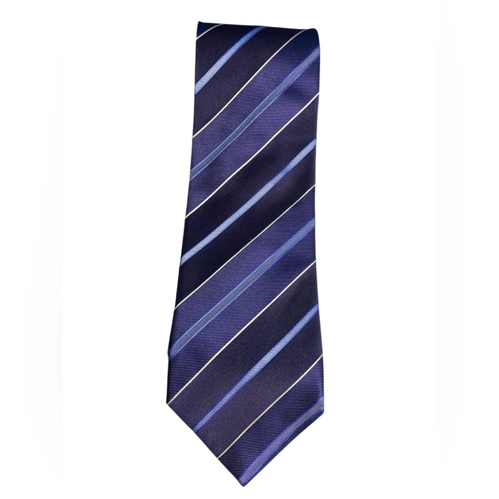 Giorgio Armani Elegant Blue Striped Men's Tie - Picture 1 of 4
